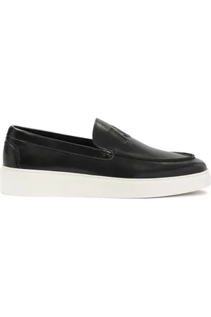 Kazar Buty, Mężczyzna, Czarny, 40 EU, Czarne slip-on trampki z białą podeszwą