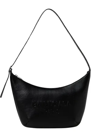 Balenciaga Torebki, Kobieta, Czarny, ONE SIZE, Len, Elegancka Czarna Torba na Ramię Crescent