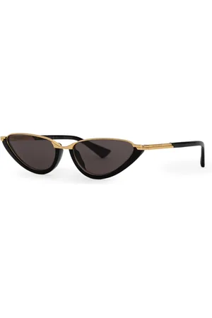 Bottega Veneta Akcesoria, Kobieta, Czarny, ONE SIZE, Klasyczne Okulary Przeciwsłoneczne Cat-Eye z Złotym Detalem
