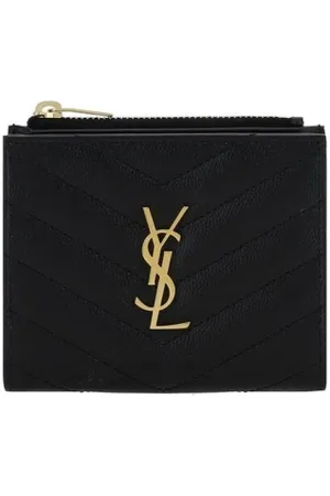Saint Laurent Akcesoria, Kobieta, Czarny, ONE SIZE, Skóra, Luksusowy portfel Matelassé z monogramem