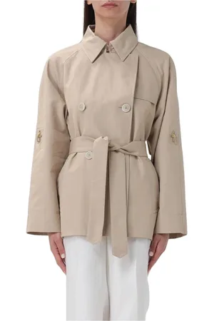 FAY Płaszcze, Kobieta, Beżowy, L, Czarny Trenchcoat Nowoczesna Elegancja