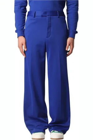 Msgm Spodnie, Mężczyzna, Niebieski, M, Niebieskie Spodnie Wide Leg dla Mężczyzn