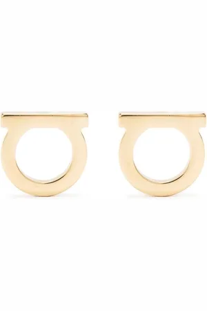 Salvatore Ferragamo Akcesoria, Kobieta, Żółty, ONE SIZE, Gancini Plaque Stud Kolczyki