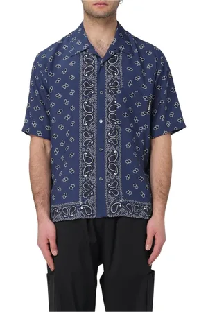 Palm Angels Koszule, Mężczyzna, Niebieski, M, Granatowa Koszula z Paisley
