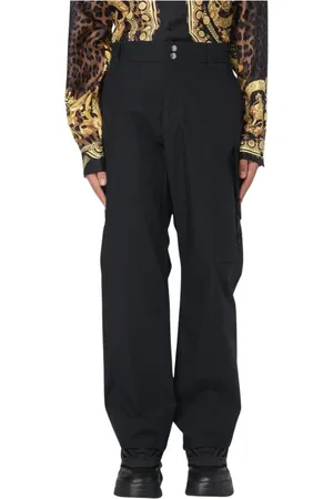 VERSACE Spodnie, Mężczyzna, Czarny, L, Czarne Spodnie Cargo Straight Leg