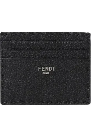 Fendi Akcesoria, Mężczyzna, Czarny, ONE SIZE, Skórzany Portfel na Karty