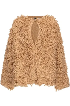 Pinko Kurtki, Kobieta, brązowy, S, Poliester, Kurtki Shearling z wycięciami