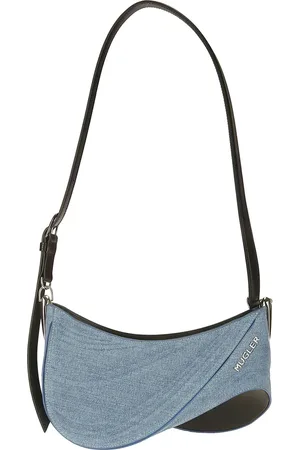 MUGLER Torebki, Kobieta, Niebieski, ONE SIZE, Skóra, Curve 01 M Deni Torba na Ramię