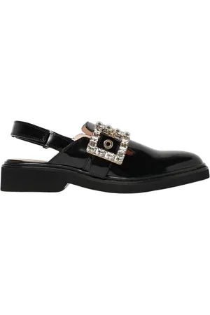 Roger Vivier Buty, Kobieta, Czarny, 38 1/2 EU, Kryształowe Sprzączki Slingback Buty Czarne