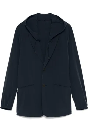 Emporio Armani Kurtki, Mężczyzna, Niebieski, XL, Niebieskie ekskluzywne kurtki z odpinanym kapturem