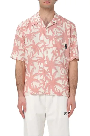Palm Angels Koszule, Mężczyzna, Różowy, M, Różowa Koszula z nadrukiem palm