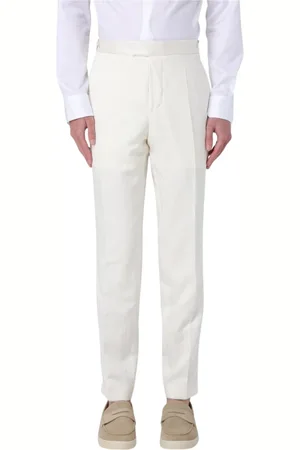 HUGO BOSS Spodnie, Mężczyzna, Biały, XL, Białe Spodnie Straight-Leg