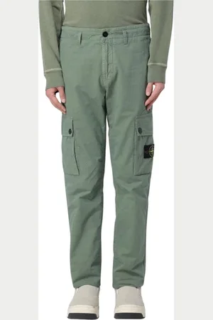 Stone Island Spodnie, Mężczyzna, Niebieski, W34, Niebieskie Spodnie Cargo z Szczegółami w Kieszeniach