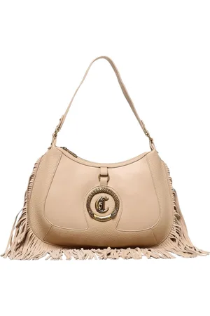 Roberto Cavalli Torebki, Kobieta, Beżowy, ONE SIZE, Elegancka Skórzana Torba na Ramię
