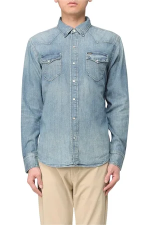 Ralph Lauren Koszule, Mężczyzna, Niebieski, L, Denim, Niebieska Koszula Westernowa z Denimu