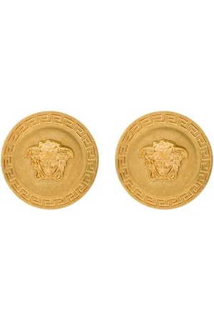 VERSACE Akcesoria, Kobieta, Żółty, ONE SIZE, Podpisane Greca Głowa Meduzy Kolczyki
