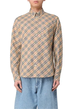 Burberry Koszule, Mężczyzna, Beżowy, S, Luksusowa Koszula w Kratke