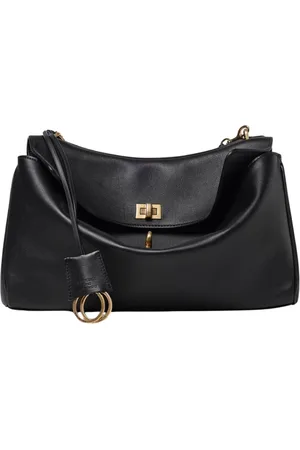 Balenciaga Torebki, Kobieta, Czarny, ONE SIZE, Len, Czarna Skórzana Torba na Ramię z Łańcuchem
