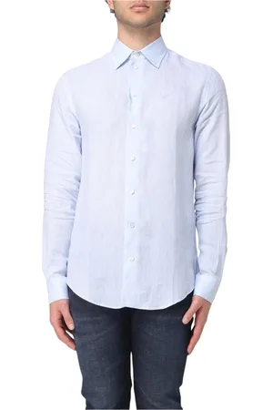 Emporio Armani Koszule, Mężczyzna, Niebieski, XL, Klasyczna Biała Koszula Elegancki Styl