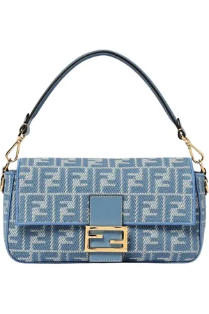 Fendi Torebki, Kobieta, Niebieski, ONE SIZE, Niebieska Skórzana Torba na Ramię