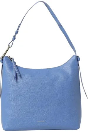 Coccinelle Torebki, Kobieta, Niebieski, ONE SIZE, Niebieska Skórzana Torba Hobo