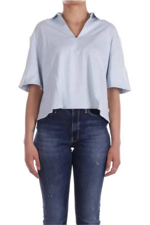 K-Way Koszulki, Kobieta, Niebieski, M, Bawełna, Niebieska Koszula Polo Regular Fit Bawełna