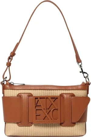 Armani Exchange Torebki, Kobieta, Beżowy, ONE SIZE, Elegancka Pleciona Torba na Ramię