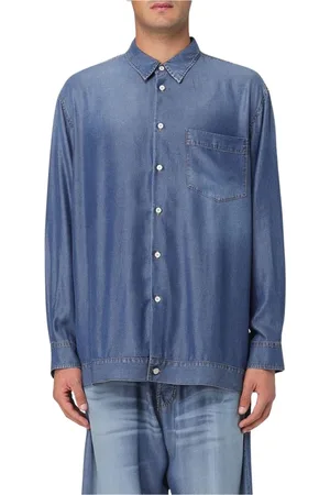 MAGLIANO Koszule, Mężczyzna, Niebieski, S, Denim, Denim High Low Hem Koszula Stylowa