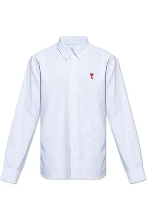 Ami Koszule, Mężczyzna, Niebieski, S, Bawełna, Koszula z logo