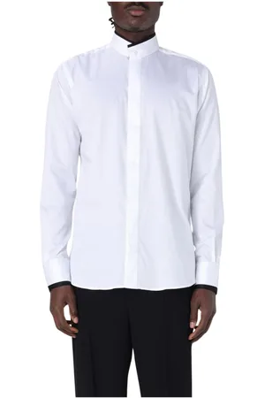 Karl Lagerfeld Koszule, Mężczyzna, Biały, 2XL, Koszula z długim rękawem z kołnierzem mandarynkowym