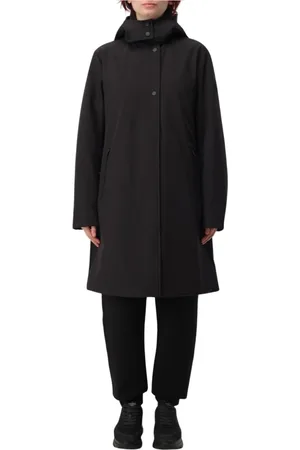 Woolrich Płaszcze, Kobieta, Czarny, L, Czarny Płaszcz Trench Odporny na Wodę