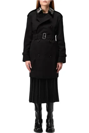 Burberry Płaszcze, Kobieta, Czarny, XS, Klasyczny Czarny Trencz z Zdejmowanym Kołnierzem