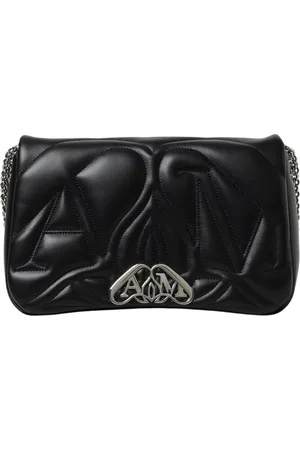 Alexander McQueen Torebki, Kobieta, Czarny, ONE SIZE, Pikowana Monogramowa Torba na Ramię