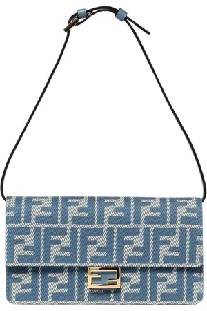 Fendi Torebki, Kobieta, Niebieski, ONE SIZE, Beżowa Torba na Ramię z Motywem Roma