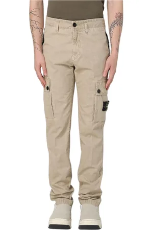 Stone Island Spodnie, Mężczyzna, Beżowy, W30, Spodnie Cargo z Wieloma Kieszeniami