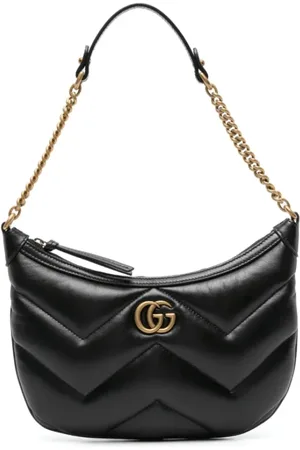 Gucci Torebki, Kobieta, Czarny, ONE SIZE, Czarna skórzana torba na ramię z pikowaniem