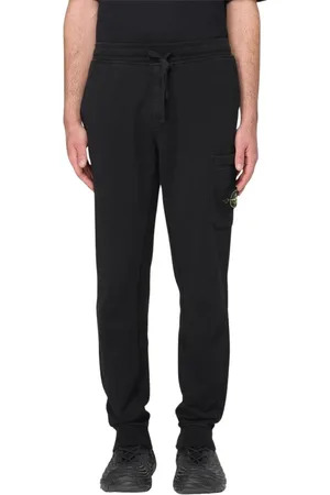 Stone Island Spodnie, Mężczyzna, Czarny, L, Cargo Pocket Sweatpants Stylowe Czarne Spodnie