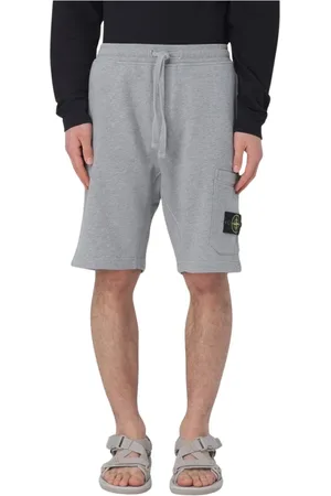 Stone Island Szorty, Mężczyzna, Szary, XL, Cargo Pocket Sweatpants Stylowe Czarne Spodnie