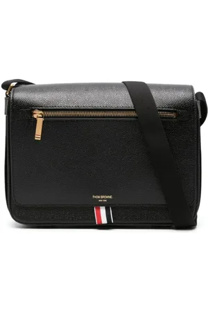 Thom Browne Torebki, Mężczyzna, Czarny, ONE SIZE, Torba Reporterka z Paskiem