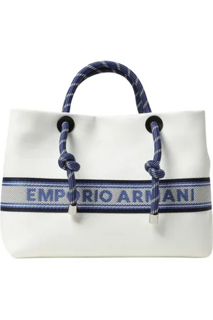Emporio Armani Torebki, Kobieta, Beżowy, ONE SIZE, Biała Torba Torebka z Bawełny z Rączkami z Liny