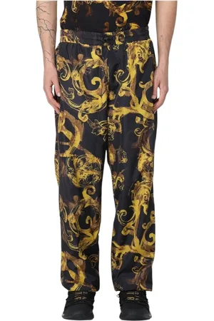 VERSACE Spodnie, Mężczyzna, Wielobarwność, M, Barokowy Wzór Stylowe Spodnie Casual