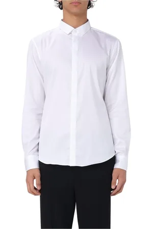 Emporio Armani Koszule, Mężczyzna, Biały, XL, Biała Koszula z Guzikami i Rozkładanym Kołnierzem