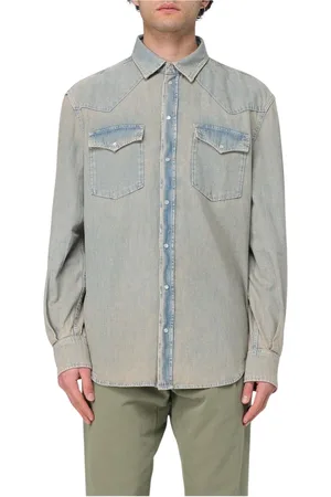 Dondup Koszule, Mężczyzna, Niebieski, S, Denim, Denim Western Koszula
