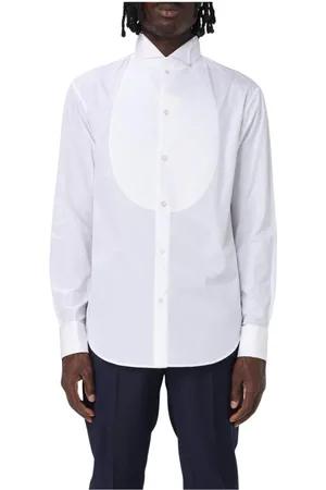 Emporio Armani Koszule, Mężczyzna, Biały, 2XL, Biała Koszula z Plisą na Przodzie