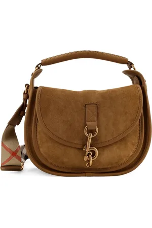 Burberry Torebki, Kobieta, brązowy, ONE SIZE, Zamsz, Skórzana torba na ramię z zamkiem błyskawicznym