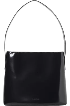 Calvin Klein Torebki, Kobieta, Czarny, ONE SIZE, Czarna Lakierowana Torba na Ramię