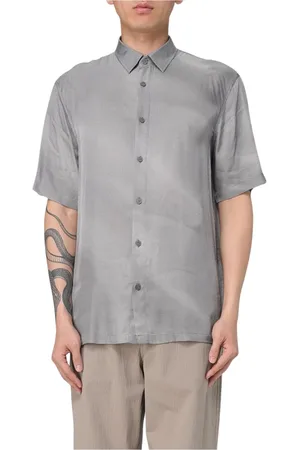 Armani Exchange Koszule, Mężczyzna, Szary, M, Klasyczna Koszula z Logo