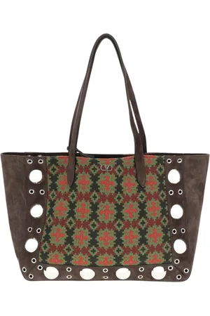 VALENTINO GARAVANI Torebki, Kobieta, brązowy, ONE SIZE, Len, Brązowa Torebka z Haftem