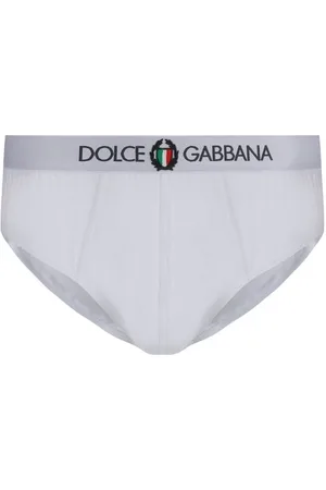 Dolce & Gabbana Bielizna, Mężczyzna, Biały, L, Bawełniane figi z logo na pasku