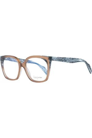 YOHJI YAMAMOTO Akcesoria, Kobieta, brązowy, ONE SIZE, Brązowe Okulary Optyczne Damskie Styl Prostokątny